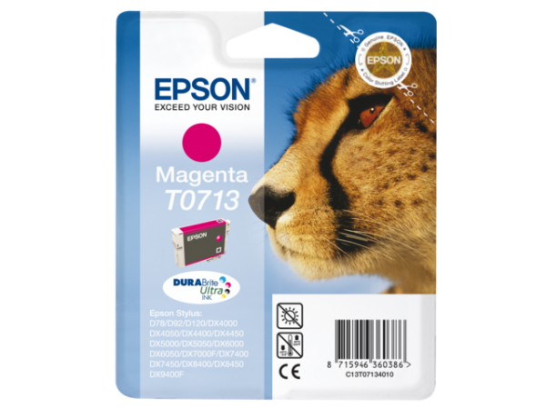 C13T07134012 - EPSON Inkt Cartridge T0713 Magenta 5,5ml 1st