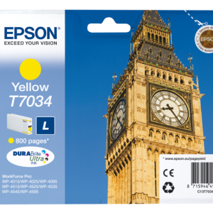 C13T70344010 - EPSON Inkt Cartridge T7034 Yellow 9,6ml 1st