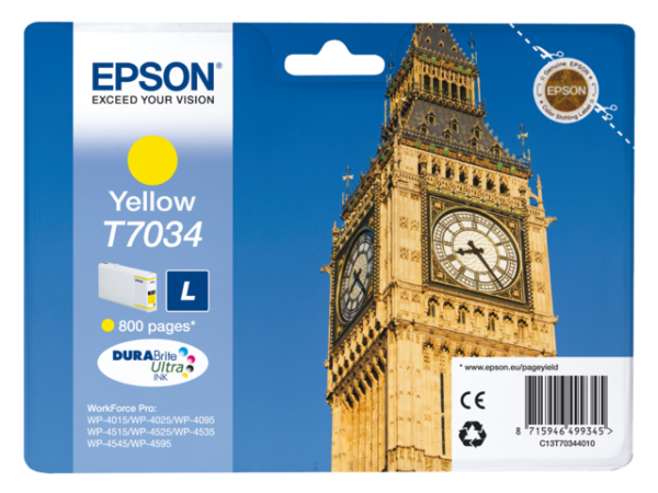 C13T70344010 - EPSON Inkt Cartridge T7034 Yellow 9,6ml 1st