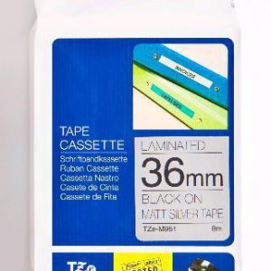 TZE-M961 - Brother Lettertape P-Touch 36mm 8m Metaalkleurig Zwart