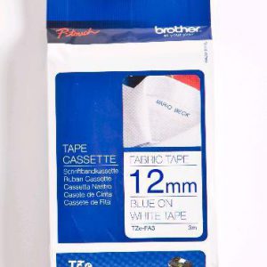 TZE-FA3 - Brother Opstrijktape P-Touch 12mm 3m Wit Blauw