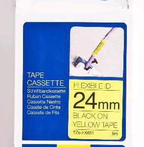 TZE-FX651 - Brother Lettertape P-Touch 24mm 8m Geel Zwart