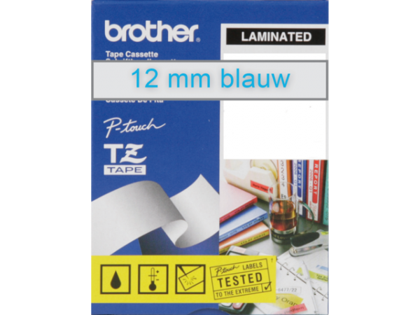 TZE-133 - Brother Lettertape P-Touch 12mm 8m Transparant Blauw Polyester