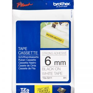 TZE-S211 - Brother Lettertape P-Touch 6mm 8m Zwart Wit