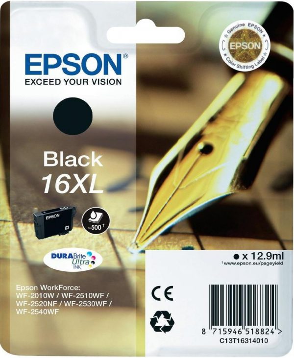 C13T16314022 - EPSON Inkt Cartridge 16XL Black 12,9ml 500vel 1st