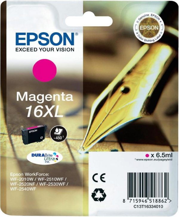 C13T16334022 - EPSON Inkt Cartridge 16XL Magenta 6,5ml 450vel 1st