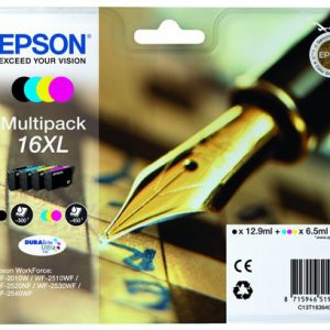 C13T16364022 - EPSON Inkt Cartridge 16XL Black & Cyaan & Magenta & Yellow 32,4ml 1-Pack