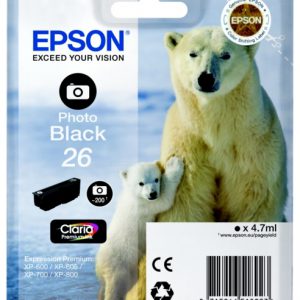 C13T26114022 - EPSON Inkt Cartridge 26 Black 4,7ml 200vel 1st