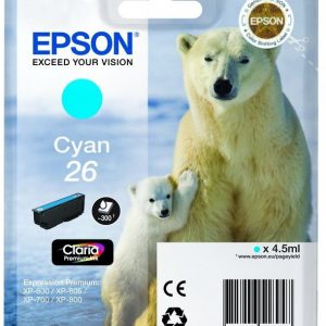 C13T26124022 - EPSON Inkt Cartridge 26 Cyaan 4,5ml 300vel 1st