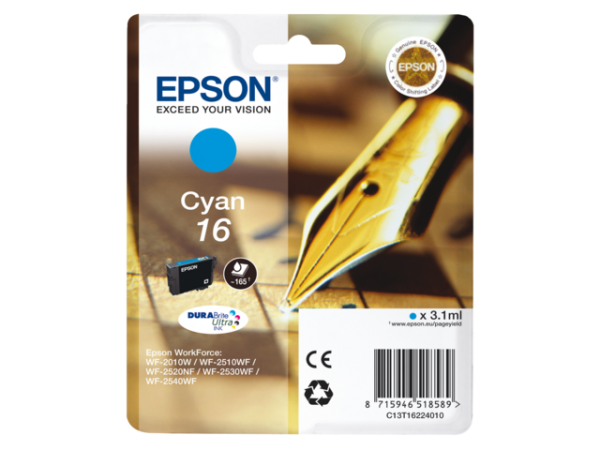 C13T16224010 - EPSON Inkt Cartridge 16 Cyaan 3,1ml 1st