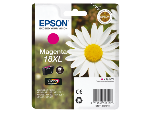 C13T18134010 - EPSON Inkt Cartridge 18XL Magenta 6,6ml 1st