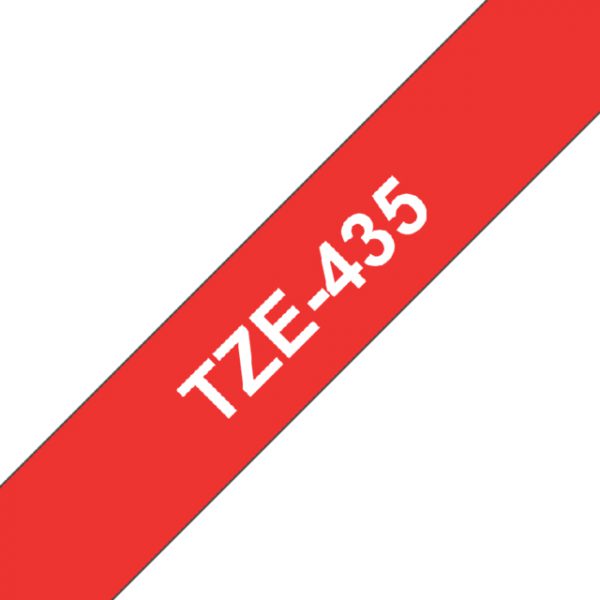 TZE-435 - Brother Lettertape P-Touch 12mm 8m Rood Wit Polyester