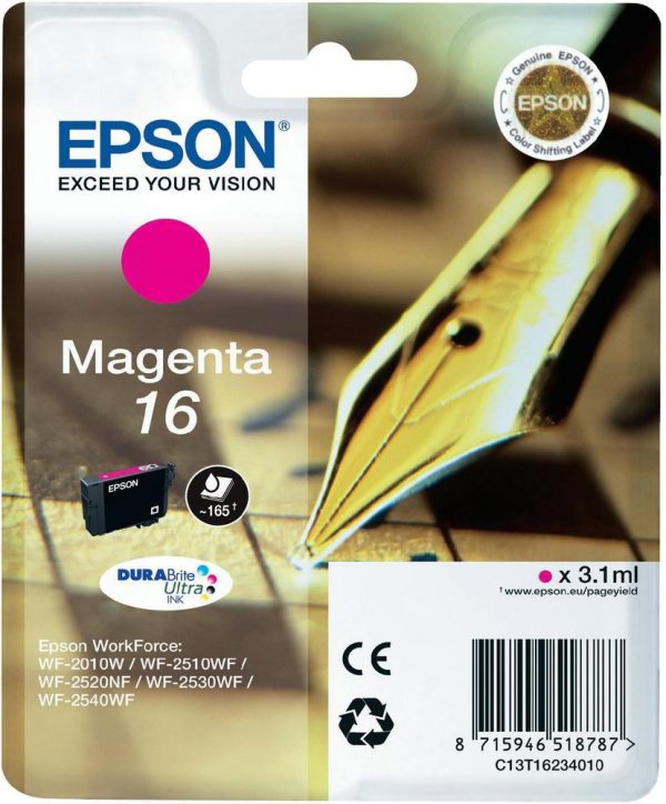 C13T16234010 - EPSON Inkt Cartridge 16 Magenta 3,1ml 1st