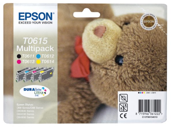 C13T06154010 - EPSON Inkt Cartridge T0615 Black & Cyaan & Magenta & Yellow 8ml Multipack