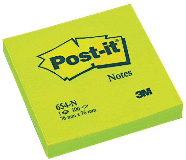 N654GR - 3M Post-It Memoblok 76x76mm Neon Groen 1st