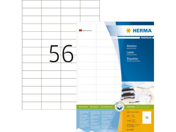 13HER4608 - HERMA Etiket Premium no:4608 52.5x21.2mm 8.800st Wit 1 Pak