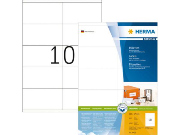 4425 - HERMA Universal Etiket Premium 105x57mm 1.000st Wit 1 Pak