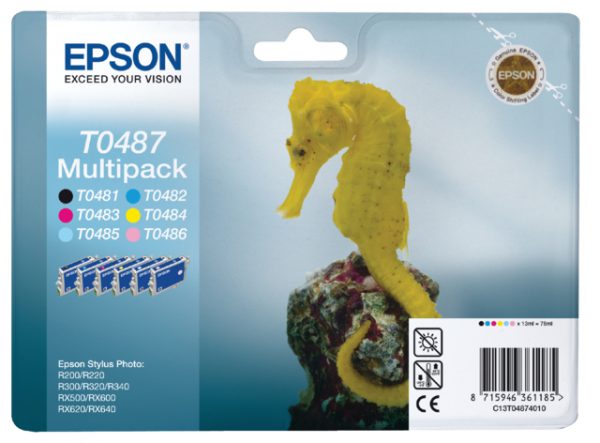 C13T04874010 - EPSON Inkt Cartridge T0487 Black & Cyaan & Magenta & Yellow & Light Magenta 13ml Multipack