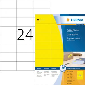 4406 - HERMA Gekleurde Etiketten Signalering 70x37mm 2.400st Geel 1 Pak