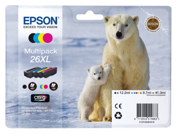 C13T26364010 - EPSON Inkt Cartridge 26XL Black & Cyaan & Magenta & Yellow 41,3ml Multipack