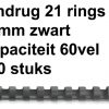 5346108 - FELLOWES Bindrug Kunststof A4 21-Rings 10mm 60vel Zwart 100st