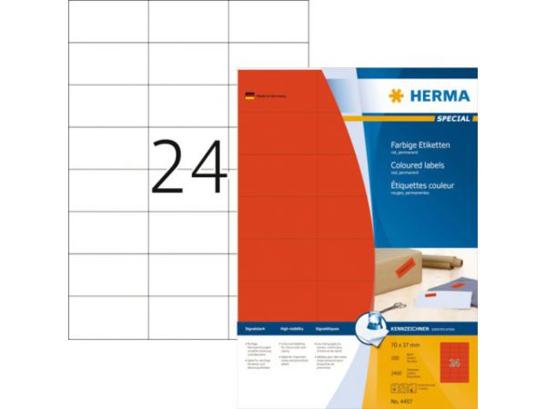 4407 - HERMA Gekleurde Etiketten Signalering 70x37mm 2.400st Rood 1 Pak