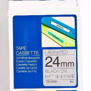 TZE-M951 - Brother Lettertape P-Touch 24mm 8m Metaalkleurig Zwart