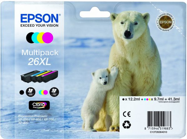 C13T26364010 - EPSON Inkt Cartridge 26XL Black & Cyaan & Magenta & Yellow 41,3ml Multipack