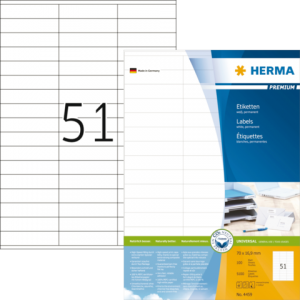 13HER4459 - HERMA Etiket Premium no:4459 70x16.9mm 5.100st Wit 1 Pak