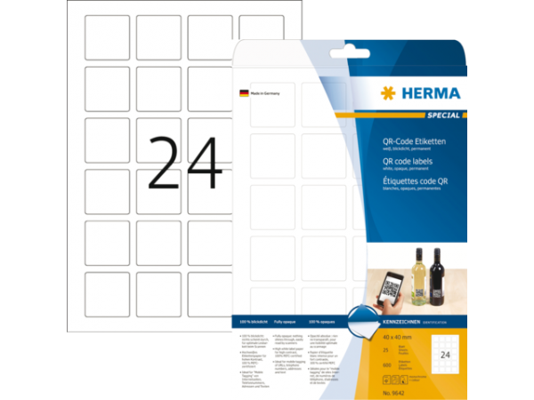 9642 - HERMA Codering Etiket QR-Code no:9642 40x40mm 600st Wit 1 Pak