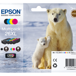 C13T26364010 - EPSON Inkt Cartridge 26XL Black & Cyaan & Magenta & Yellow 41,3ml Multipack