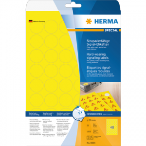 8034 - HERMA Speciaal Etiket Signalering no:8034 Ø30mm 1.200st Geel 1 Pak