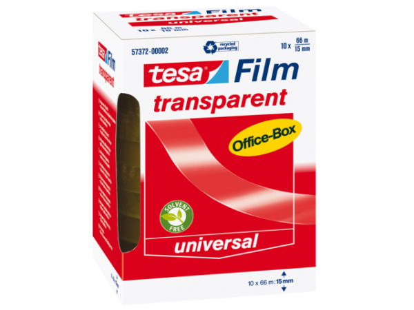 57372-00002-00 - TESA Plakband Film PP 15mmx66m Transparant 10st