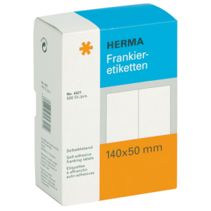 4321 - HERMA Frankeer Etiket 140x50mm 500st Wit 1 Pak