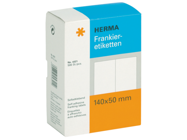 4321 - HERMA Frankeer Etiket 140x50mm 500st Wit 1 Pak