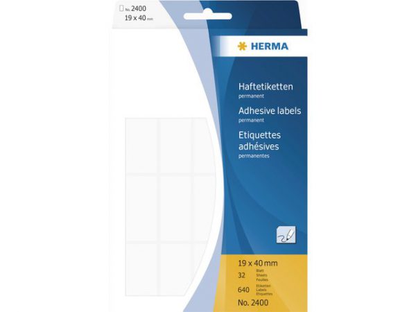 2400 - HERMA Universal Etiket Schrijfpapier 19x40mm 640st Wit 1 Pak