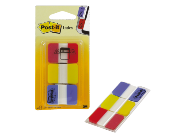 686-RYB - 3M Post-It Index Tabs Strong 25x43mm Diverse Kleuren 1pak