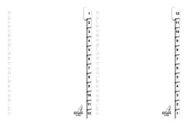 PK412CM - KANGARO Tabbladen 23-Gaats Extra Kwaliteit 12-Tabs 190gr Wit 1-Set A4