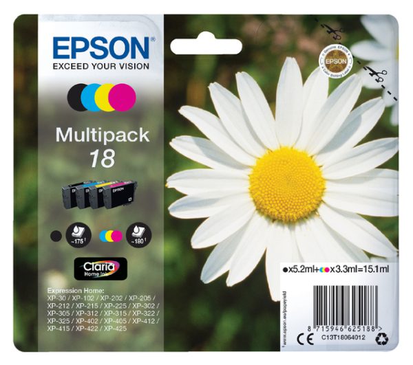 C13T18064012 - EPSON 18 Black & Cyaan & Magenta & Yellow 15,1ml