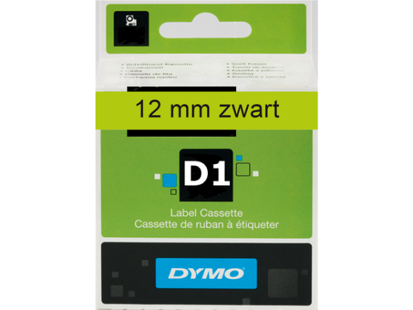 S0720590 - DYMO Lettertape D1 12mm 7m Groen Zwart Polyester 45019