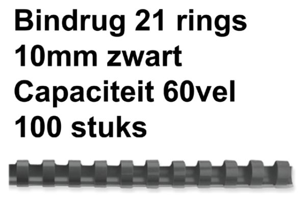 4028175 - GBC Bindrug Combbind Cerlox Kunststof A4 21-Rings 10mm Zwart 100st