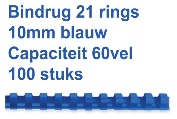 4028235 - GBC Bindrug Cerlox Com Kunststof A4 21-Rings 10mm Blauw 100st