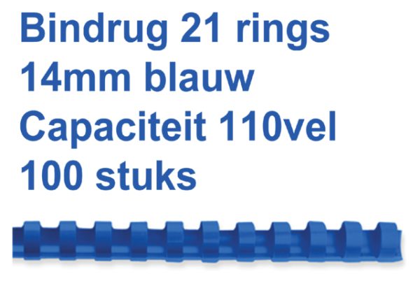 4028238 - GBC Bindrug Cerlox Com Kunststof A4 21-Rings 14mm Blauw 100st