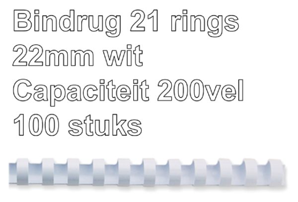 4028612 - GBC Bindrug Com Herbruikbaar Kunststof A4 21-Rings 22mm Wit 100st