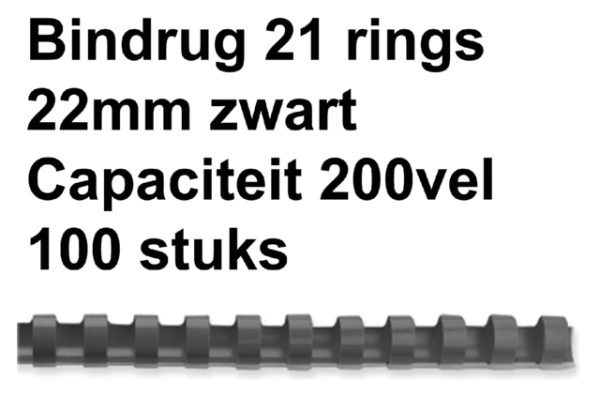 4028602 - GBC Bindrug Com Herbruikbaar Kunststof A4 21-Rings 22mm Zwart 100st