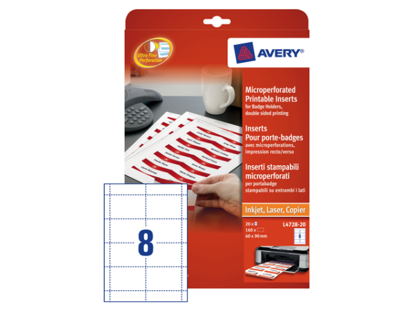 L4728-20 - Avery Badge Insteekkaart L4728-20 A4 60x90mm