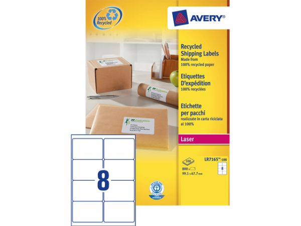 LR7165-100 - Avery Verzend Etiket QuickPEEL LR7165 99.1x67.7mm 800st Wit 1 Pak