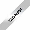 TZE-M931 - Brother Lettertape P-Touch 12mm 8m Metaalkleurig Zwart