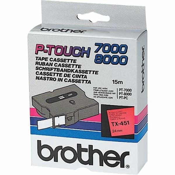 Brother Lettertape Gelamineerd P-Touch Zwart Rood 24mm 15m
