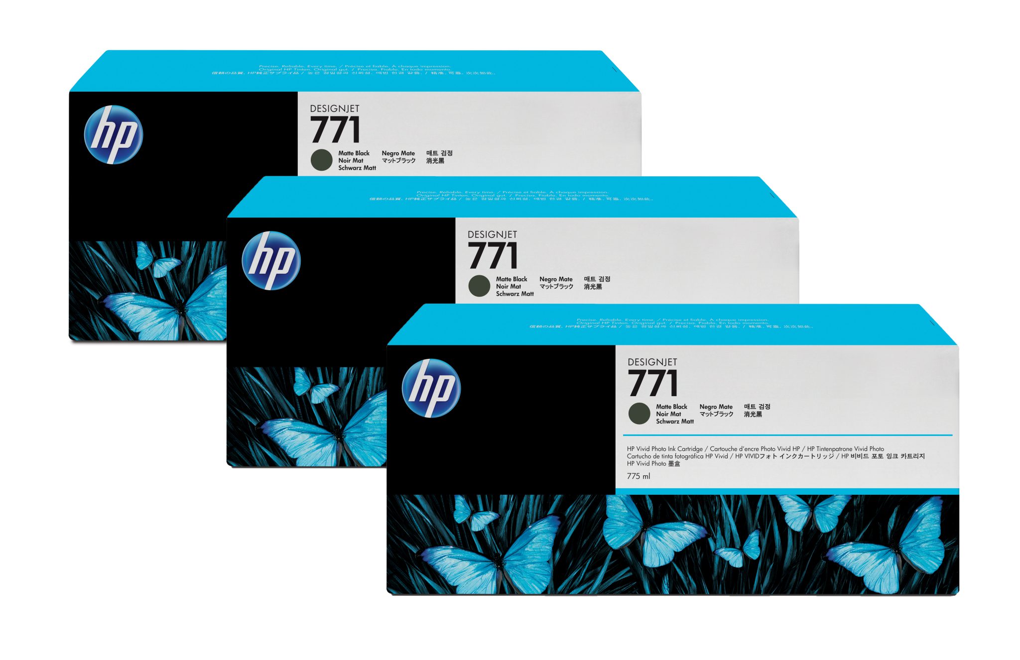 HP 771 3-pack mat zwart